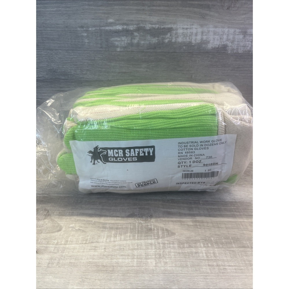 MCR Safety 12 Pack Double Palm Work Gloves Cotton Canvas Green Garden New In Pk - Picture 2 of 9